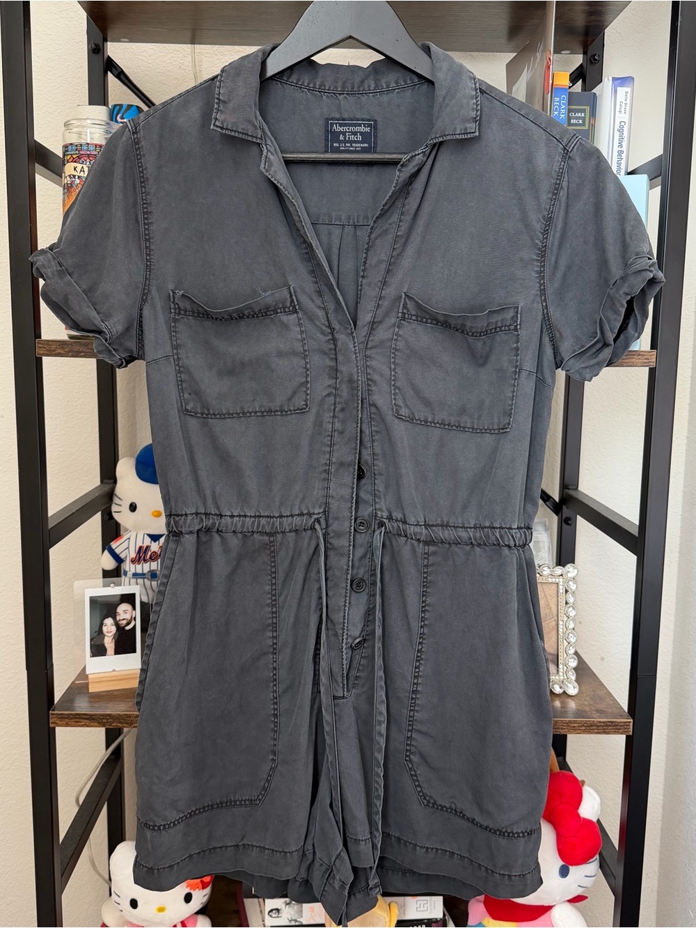 Abercrombie & Fitch Gray Collared Shirt with Navy Label